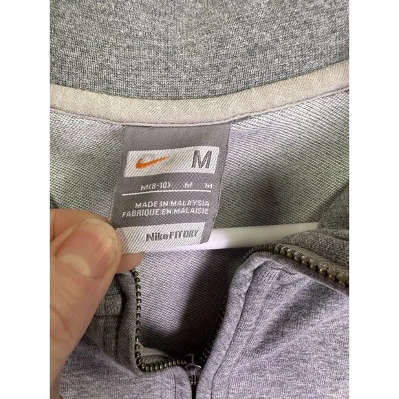 Nike Full Zip Sweatshirt Women Gray Medium DriFit Activewear Zipper Pull Missing - Picture 2 of 8